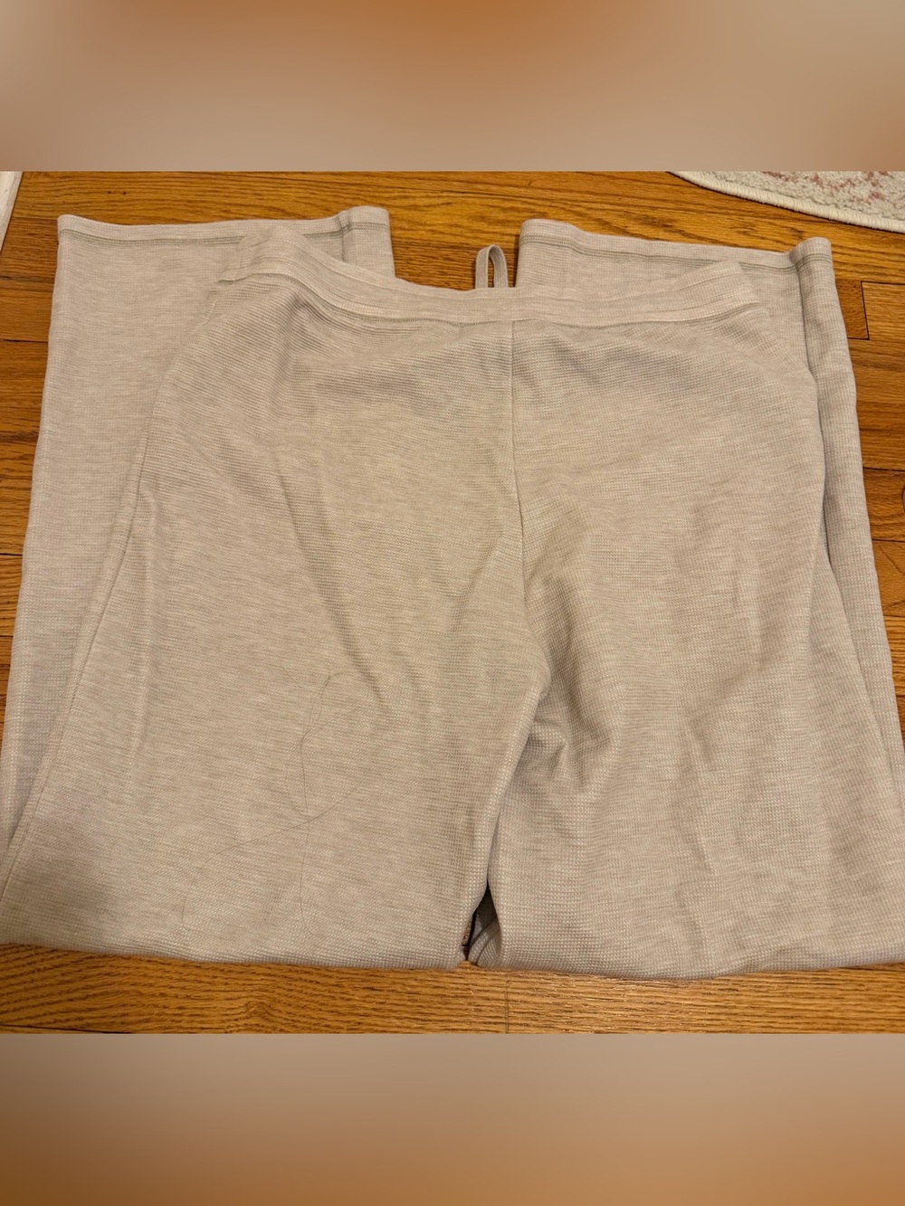 Aritzia TNA Wafflex Marks Pant Heather Ecru Wide Leg Lounge Pants L - Picture 6 of 11